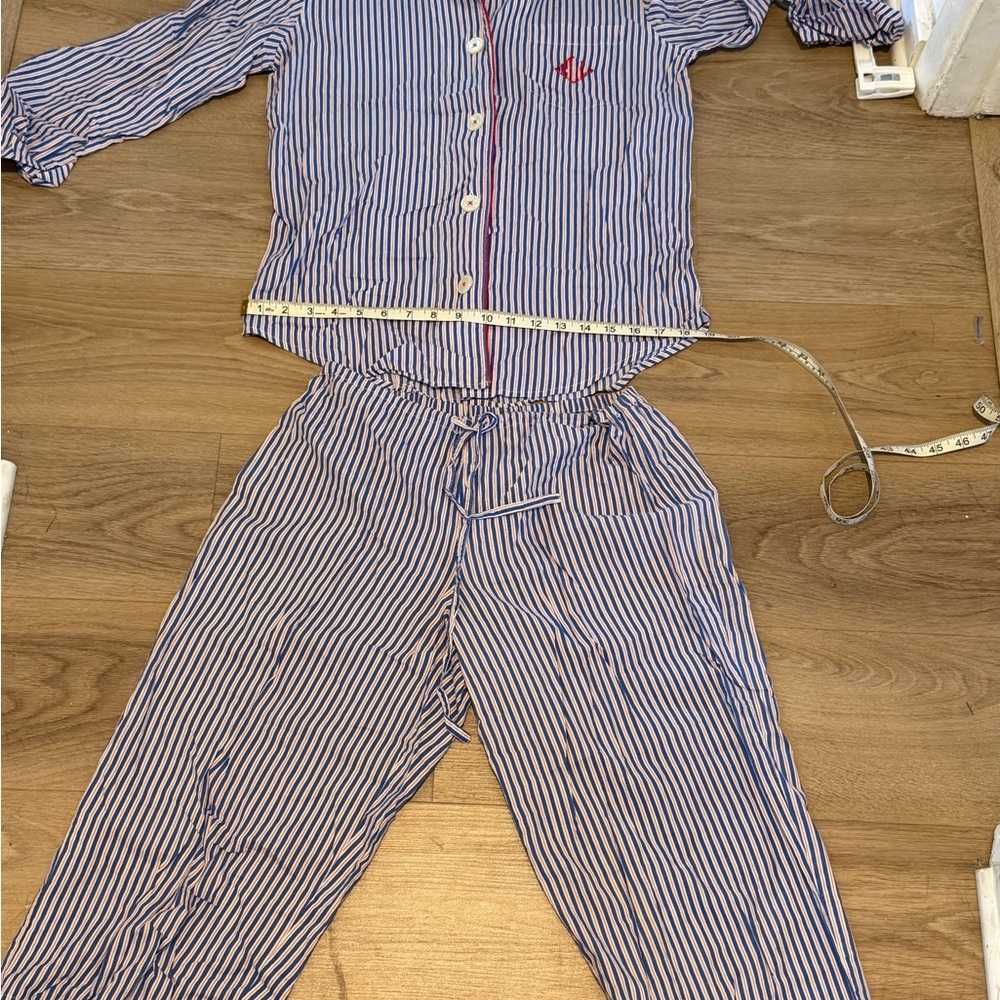 Ralph Lauren Navy and White Striped Kids Pajama Set